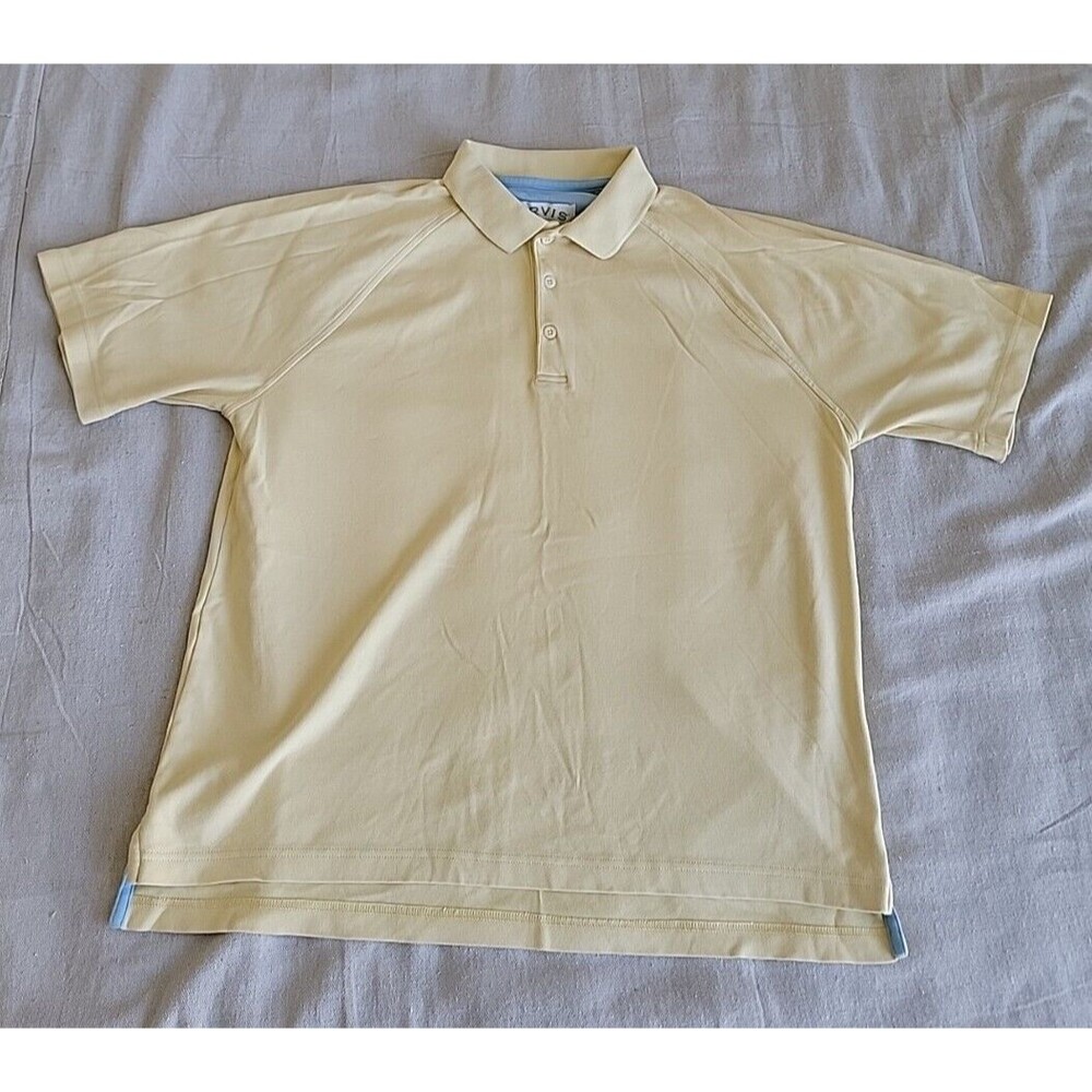 Orvis Mens L Polo Shirt Yellow Cotton Breathable Golf Casual Dad Vintage 90s